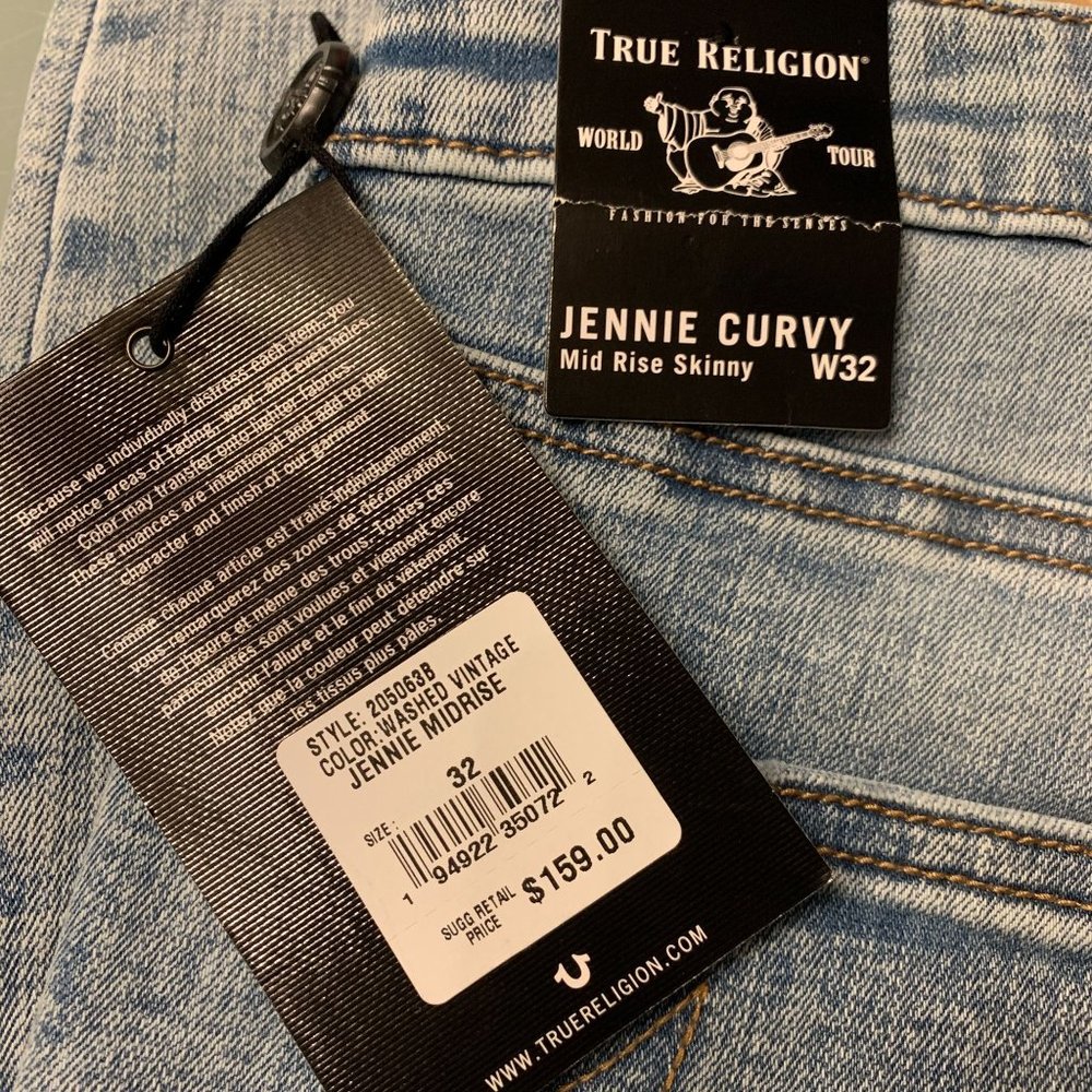 NWT True Religion Jennie Curvy 10" Rise Skinny Cut Off Hem Size 32 Jeans - Picture 6 of 16
